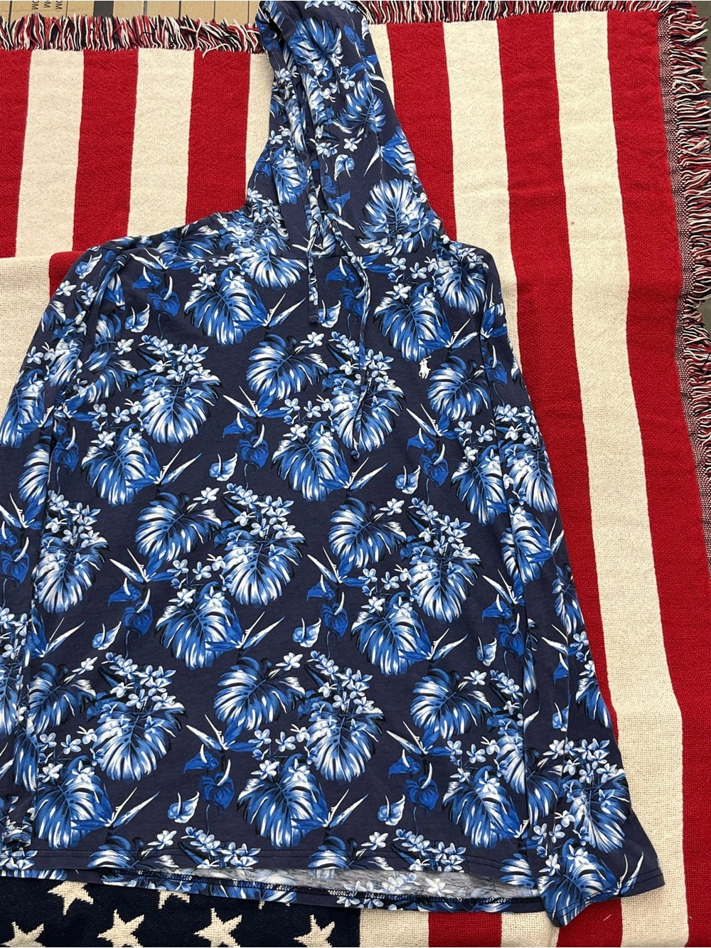 Polo by Ralph Lauren Navy Blue Floral Sleeveless Hoodie Men’s Size XL